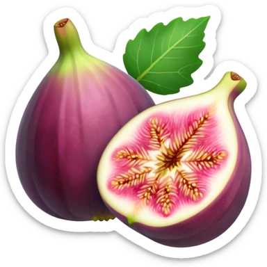 Please create a emoji of a cross-section of a fig with a small leaf sticker