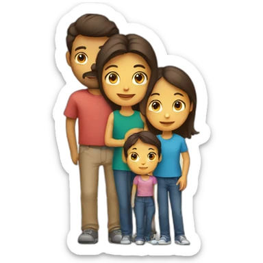 family of 2 adults and 3 children. sticker