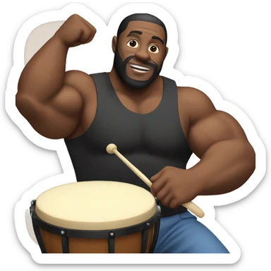 a black man with a beard and muscles playing the bongo sticker