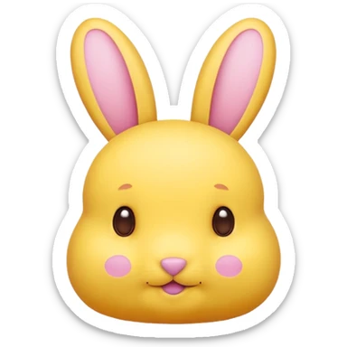 peeps bunny all yellow with three brown dots for eyes and nose no hair no pink sticker