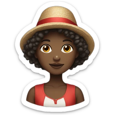 A dark-skinned girl with short, curly hair and wearing a Russian hat   sticker
