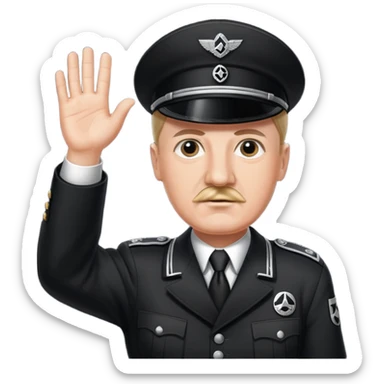 Hitler raising one hand straight out like a Sieg Hail salute in Black SS uniform  sticker
