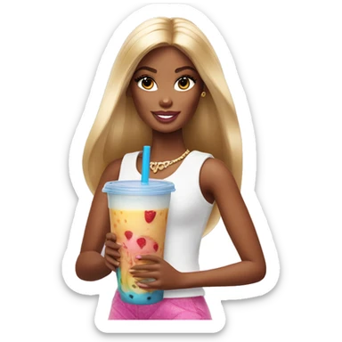 barbie girl holding a smoothie sticker