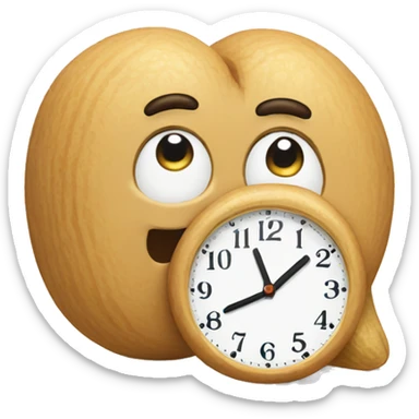 Peanut impatiently telling time sticker