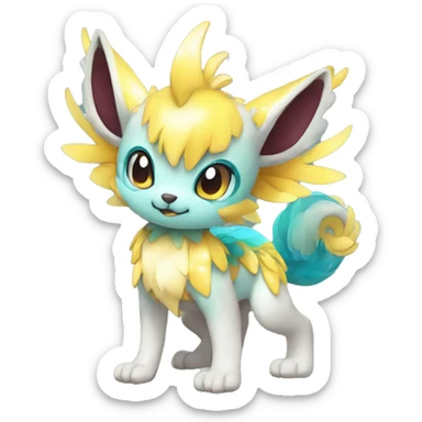 Cute cool shiny colorful fantasy animal hybrid Fakemon full body sticker