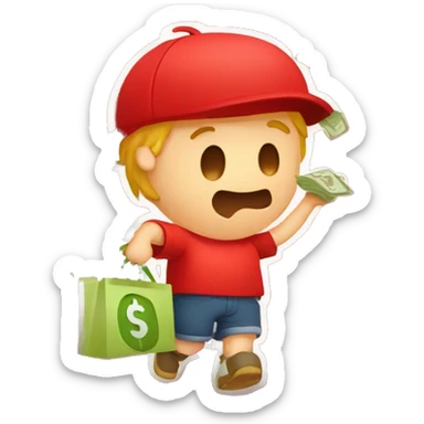 zomato logo red t shir boy with money rain sticker