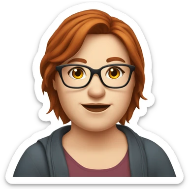 Fat man brown hair glasses skinny woman pretty redhead glasses sticker