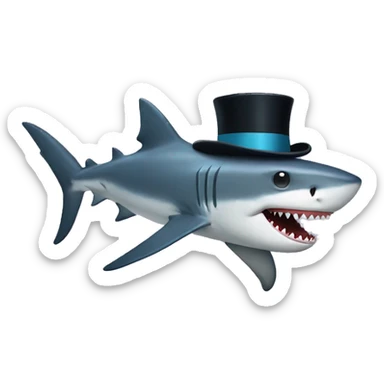 Shark with a top hat sticker