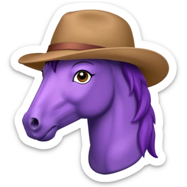 purple horse with brown hat sticker