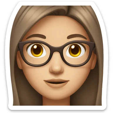 girl with fair skin and long strait middle part brown hair and brown eyes with glasses  sticker