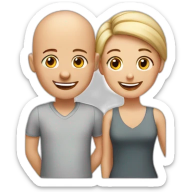 Happy-secret-couple-bald-guy-short-haired-girl sticker