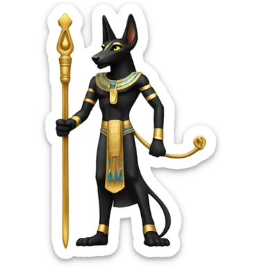 Anubis with ankh staff sticker