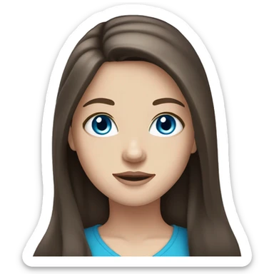 white girl with bright blue eyes and long dark brown hair sticker