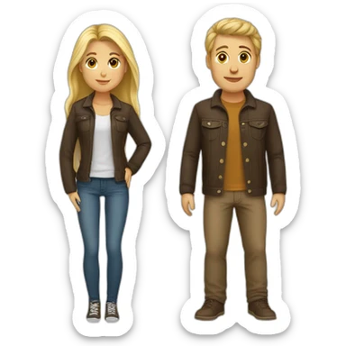 Couple blond et brune sticker