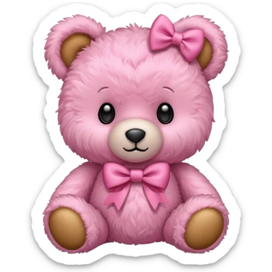 pink teddy bear with a pink bow on their head sticker