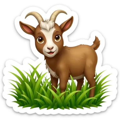 goat in the process of biting grass sticker