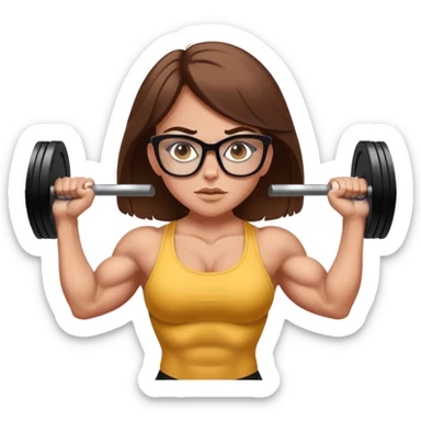 white girl with brown hair and glasses powerlifting on steroids sticker