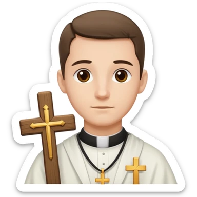 A priest with a cross sticker