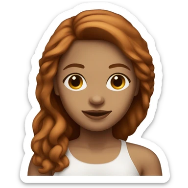 light skin woman with medium long reddish brown hair sticker