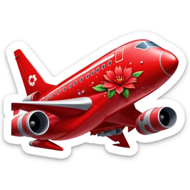 a red flower splashed in red paint on the side of a space jet fuselage sticker