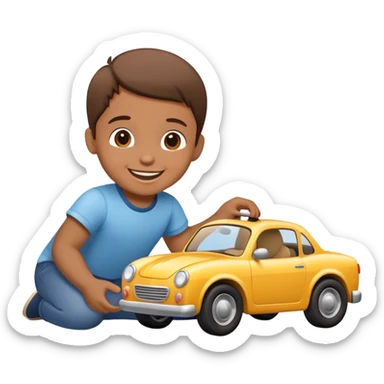 child playing with toy cars sticker