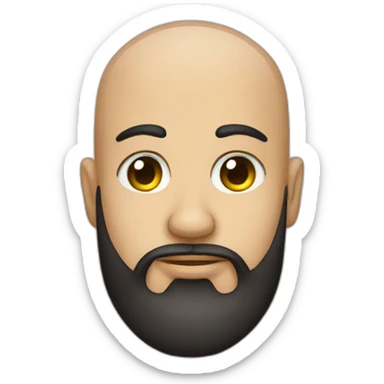 A bearded guy with a shaved head, a question mark tattooed under his eye sticker