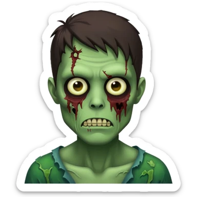 pretty brunette zombie man with green skin sticker