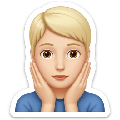 Face with feet behind and hands under chin sticker