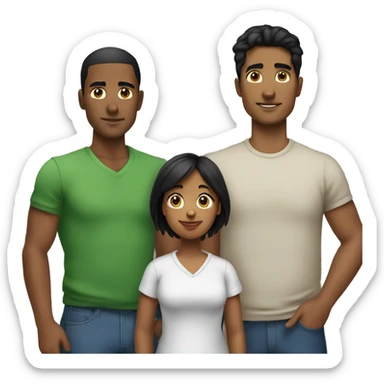 young father mother father, with black hair with 2 boy sticker