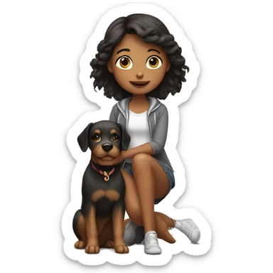 girl with dog  sticker