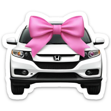 White 2024 honda HRV with pink bow sticker