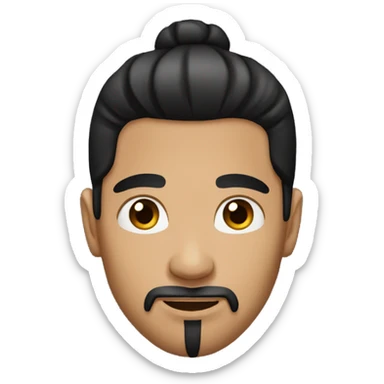 man with black hair man bun and beard and dark eyes sticker