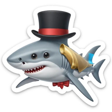 Shark with a top hat sticker