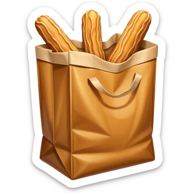 Un sac en papier normal avec à l’intérieur plusieurs churros au caramel bien sucree sticker