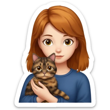Girl holding a tortie cat sticker