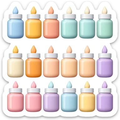 Japanese brand creams arranged with horizontal variation and vertical consistency. sticker