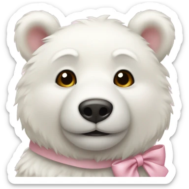 A small white Bear with light pink bow on left ear sticker