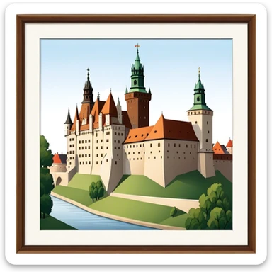 Cinematic Realistic Wawel Castle Landmark Emoji, depicted with the historic royal castle rendered with intricate detail and dramatic, majestic lighting. sticker