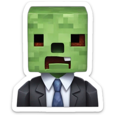 A minecraft zombie with a tie sticker