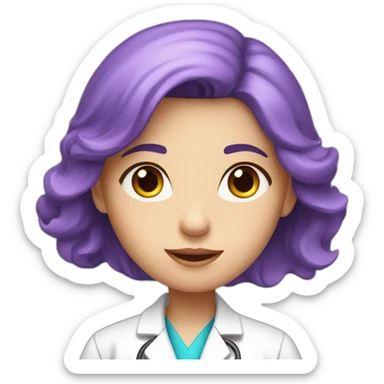 Girl with a violet hair and blue eyes scientist in a labcoat sticker