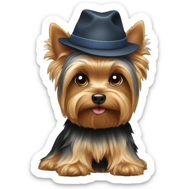 Yorkie wearing hat sticker