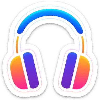 headphones with glowing neon effect, vibrant colors, glowing outline on dark background sticker