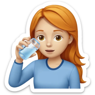 basic ginger woman drinking water sticker