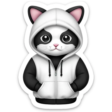 Cat wearing panda hoodie sticker