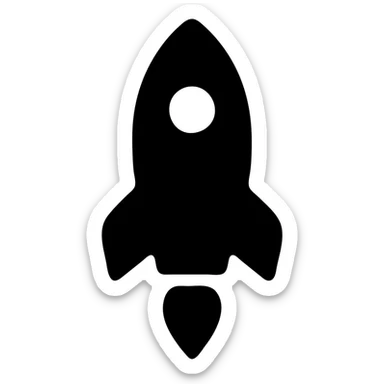 solid filled icon of a rocket, simple and bold sticker