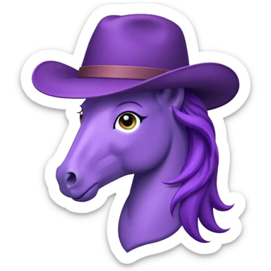 purple horse with hat sticker