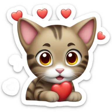 Cat sending red hearts sticker