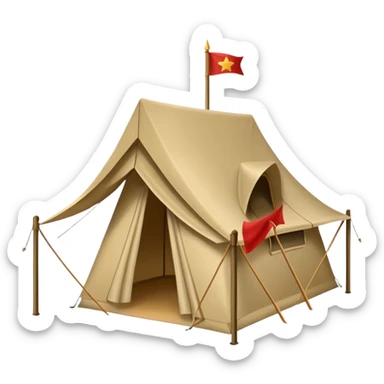Make the military tent look much bigger and more impressive, suitable for an Army General, in apple style emoji. sticker