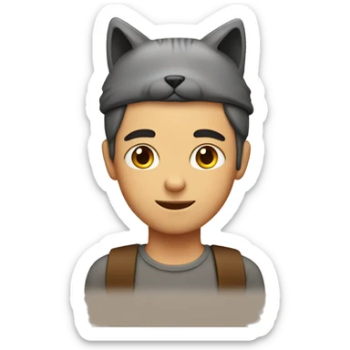 Boy with cat on head sticker