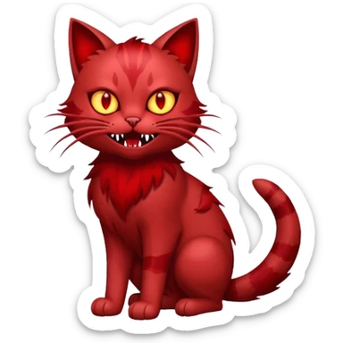Sanguine crimson maroon burgundy carmine bloody blood-cat-Fakémon-creature (full body) sticker